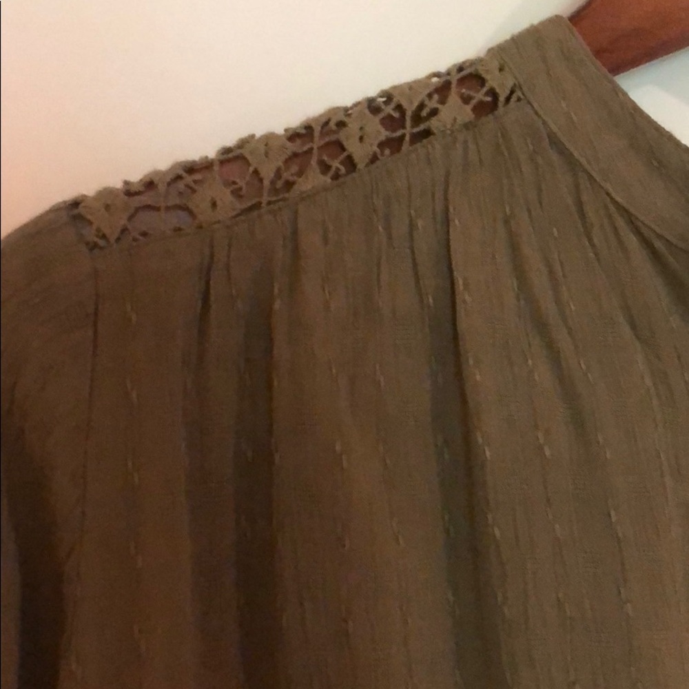 Free people army green button down blouse